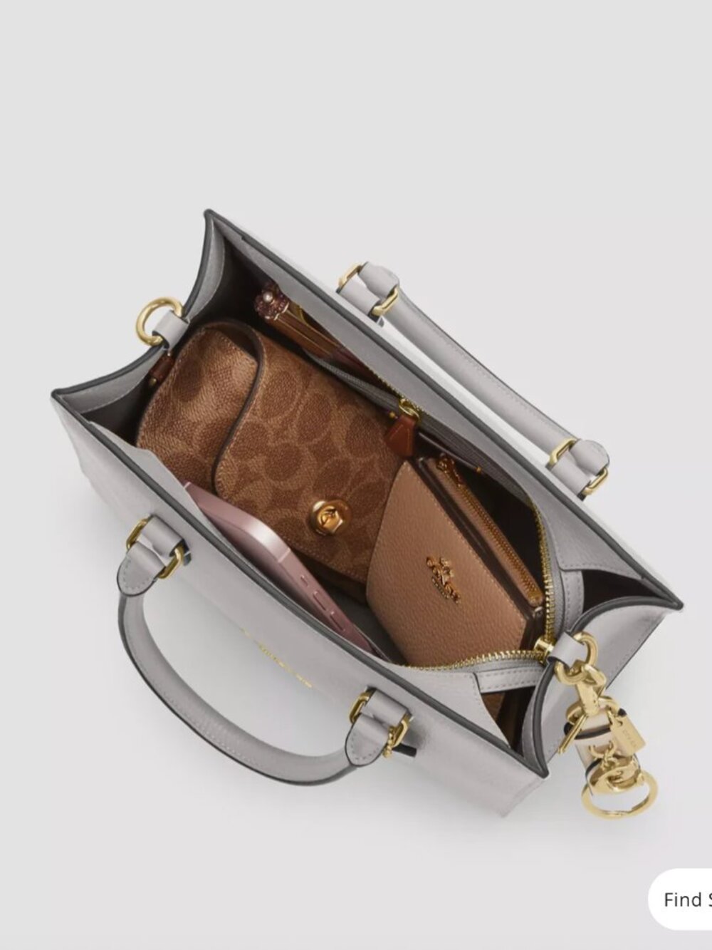 Coach Maggie Small Tote Bag Crossbody Handbag Dove Gray Gold Everyday NWT - Picture 4 of 15